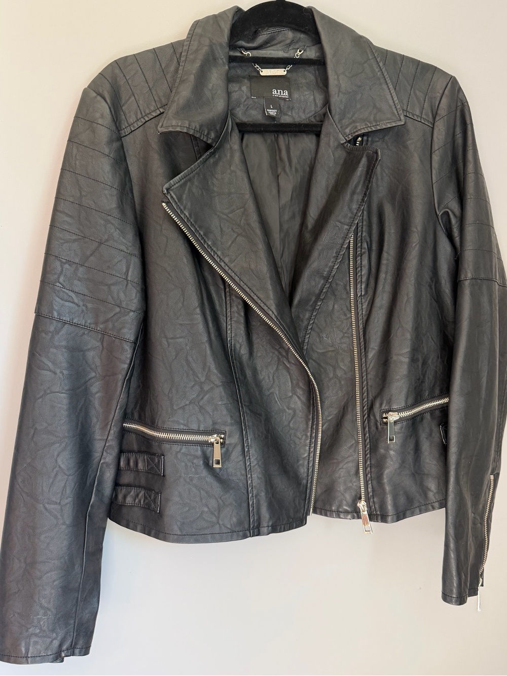 a.n.a Black Faux Leather Moto Jacket